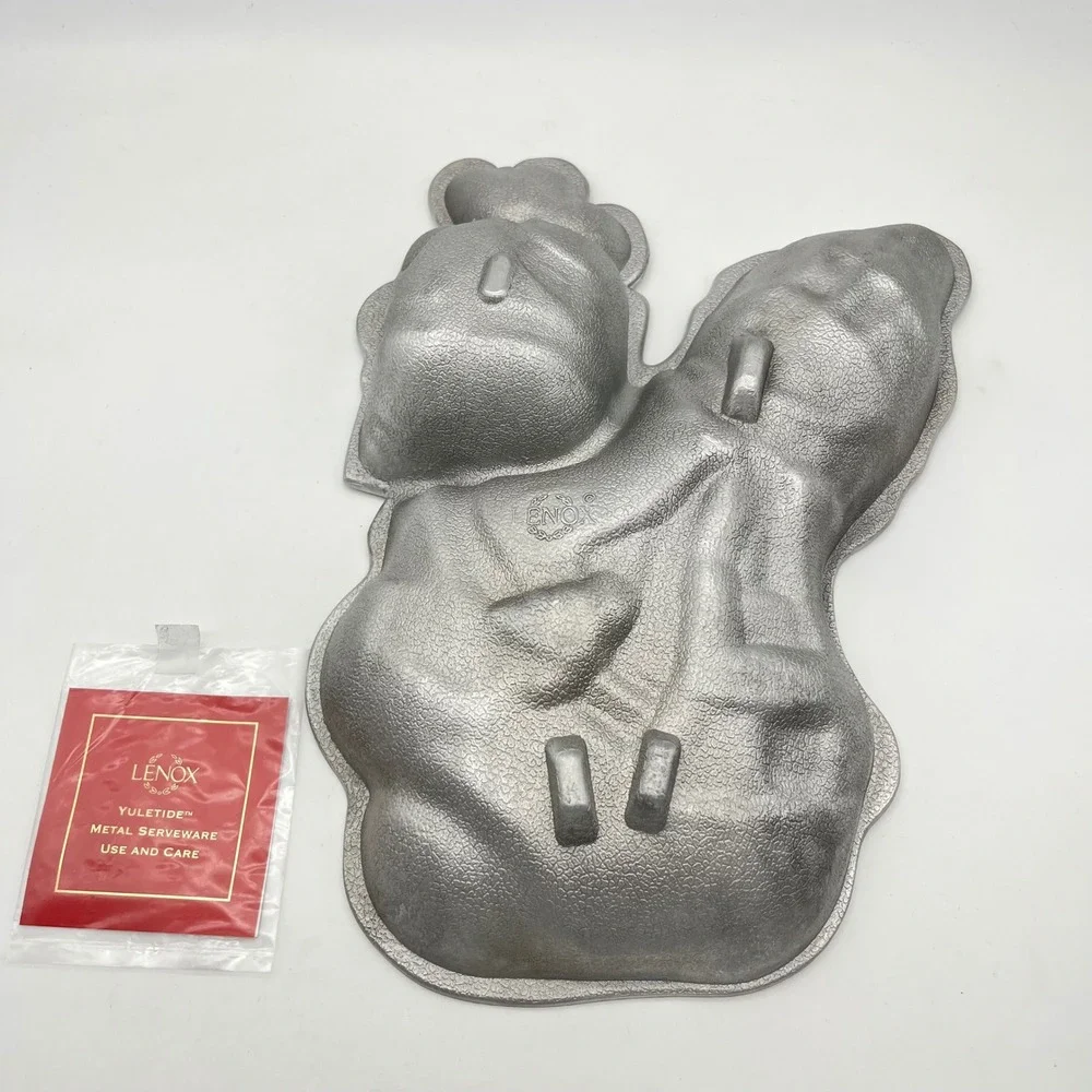 Lenox Yuletide Metal Snowman Chip Dip Server‎ Holiday Serving Platter Open Box